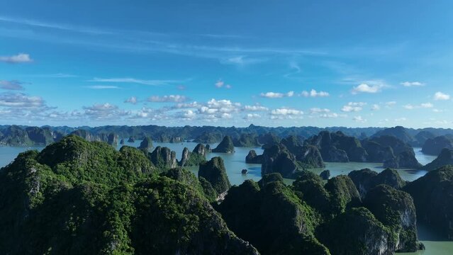 Aerial view of Halong bay in Vietnam.