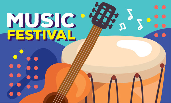 music festival lettering with drum