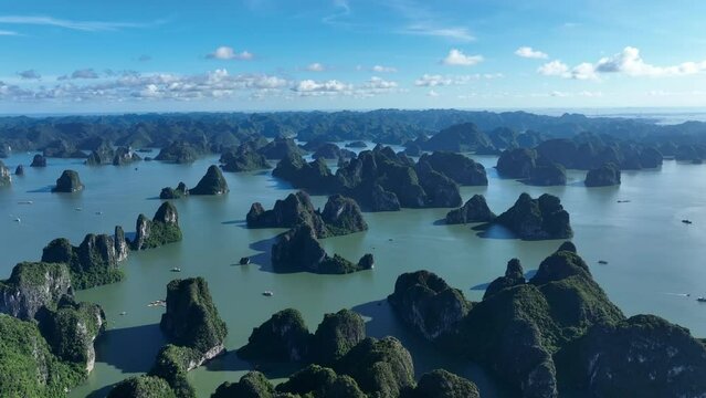 Aerial view of Halong bay in Vietnam.
