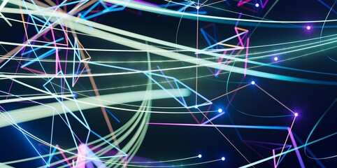 Abstract network of physical devices on the Internet using a network connection with statistics...