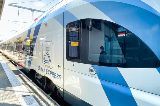 rer train of geneva leman express -Annecy, France - October 22 2021