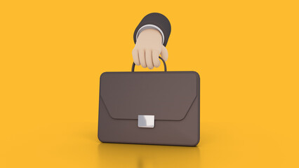 3d illustration of hand hold business briefcase.Business development and management concepts.3d render.