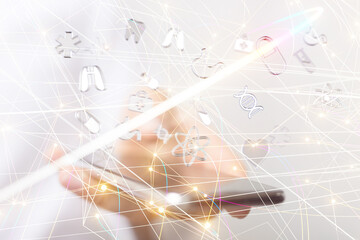 digital medical futuristic interface 3D rendering