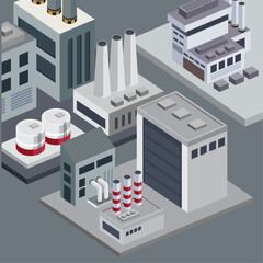 isometric factory with buildings