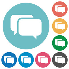 Two rounded square chat bubbles solid flat round icons