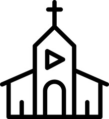 Online translation christian church service streaming video, chapel media flat vector icon for apps and websites