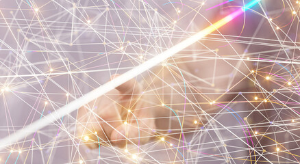 Global network. Blockchain. 3D illustration. Neural networks and artificial intelligence. Abstract