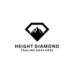 Vector illustration of luxury creative modern diamond stylist with mountain sign logo design vector