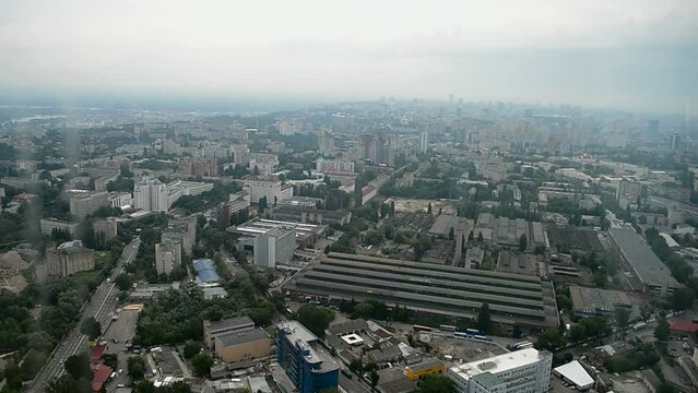 kiev aerial cityscape panorama view in summer day, europe green area, birds-eye urban ukraine travel, tourism diversity