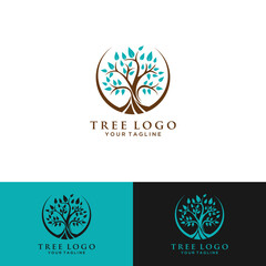 creative logo design of tree life, tree icon, green garden elements design