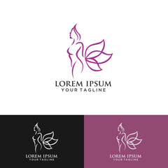 Fototapeta premium Creative Butterfly With Woman Logo Tempale-vector