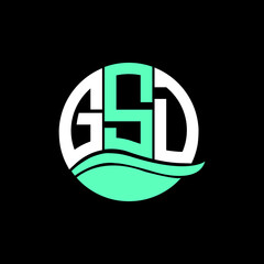 GSD logo monogram isolated on circle element design template, GSD letter logo design on black background. GSD creative initials letter logo concept. GSD letter design.
