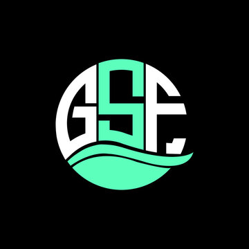 GSF logo monogram isolated on circle element design template, GSF letter logo design on black background. GSF creative initials letter logo concept. GSF letter design.
