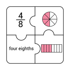 Circle and bar fraction of four eighths in mathematics