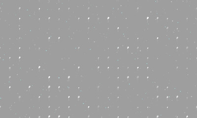 Seamless background pattern of evenly spaced white balloon symbols of different sizes and opacity. Vector illustration on grey background with stars