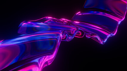 Abstract Neon Wave Surface. Wavy Color Line. Liquid Multicolored Glowing Curved Wavy Line. Neon Cyberpunk Style. Minimalist Style. 3D Rendering