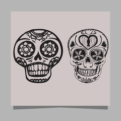 skull vector illustration, drawn on paper very suitable for symbols, tattoo designs, logos and others