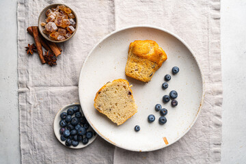 homemade muffin with blueberries