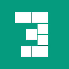 Modern numeral 3 mask area. Photo collage frames template with number. Family photo collage frames template for interior design. Vector collage layout for photo montage.