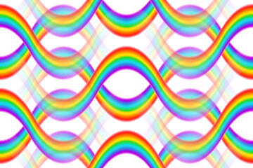 Colorful transparent rainbow vector seamless pattern. Round arch of spectrum colors. Beautiful meteorological natural after rain phenomenon. Magic fantasy rainbow symbol of good luck.