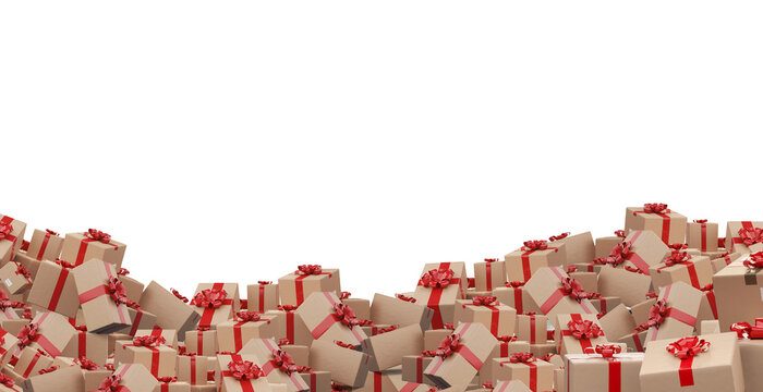 A Large Pile Of Gift Packages, Postal Packages For Shipment Christmas 3d-illustration