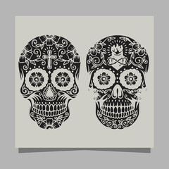 skull vector illustration, drawn on paper very suitable for symbols, tattoo designs, logos and others