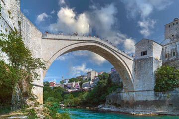 Stari Most, known as Mostar Bridge, Mostar, Bosnia and Hezegovina