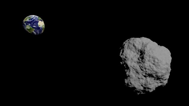V&iacute;deo planeta Tierra y asteroide, meteorito. cometa. 4K