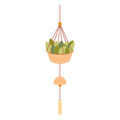 A set of wind chimes. Vector set of bells. Wind sounds. Wind music.	
