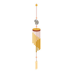 A set of wind chimes. Vector set of bells. Wind sounds. Wind music.	
