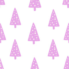 seamless pattern with tree, christmas pattern, pattern with purple christmas tree