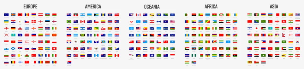 Fotobehang Flags of the world. Big collection set flags. Official national flags of the world. Pack world flags. © LineSolution 