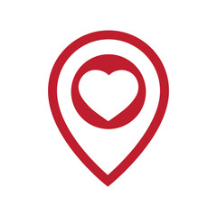 red heart inside location pin icon