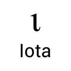 Black iota symbol icon with name. greek alphabet letter