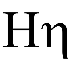 Black eta symbol icon with name. greek alphabet letter