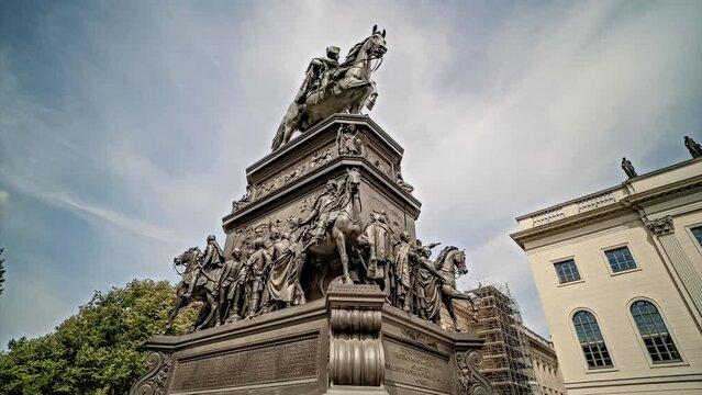 Berlin, Equestrian statue of Frederick the Great, panoramic hyperlapse timelapse