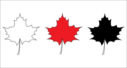 Set maple leaves on white background. Vector Canadian maple leaf icon. Vector illustration