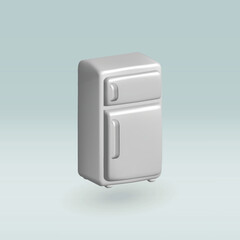 fridge isolated vector 3d icon. kitchen fridge 3d illustration.