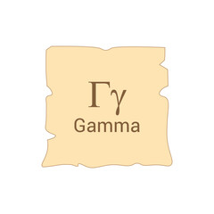 Gamma symbol icon with name. greek alphabet letter