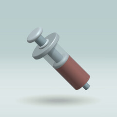 Syringe isolated vector 3d icon. Syringe 3d illustration.