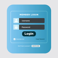 login panel, Digital modern login page design template.