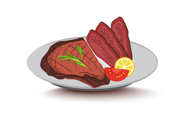 steak bowl with mutton rib eye steak vector illustration art drawing design elements