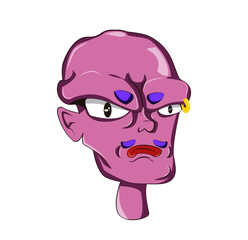 Bald purple character