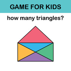 How many triangles? Math game for kids. Mathematics resources for teachers and students.