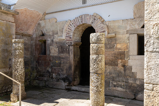 Boveda de Mera, Spain. The Roman Temple of Santalla or Santa Eulalia, dedicated to goddess Cybele. Horseshoe arch