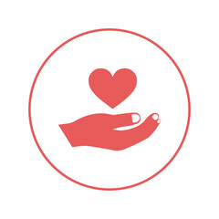 Heart hand stretched care icon | Circle version icon |