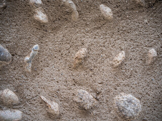 imagen textura pared de cemento con piedras clavadas 