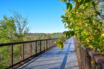 Bridge with autumn landscape