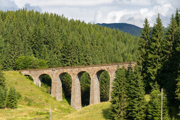 Fototapeta na wymiar Chmarossky viaduct, old railroad, Telgart, Slovakia