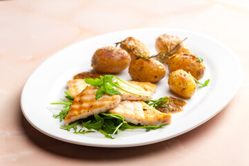 grilled fish with grilled potatoes